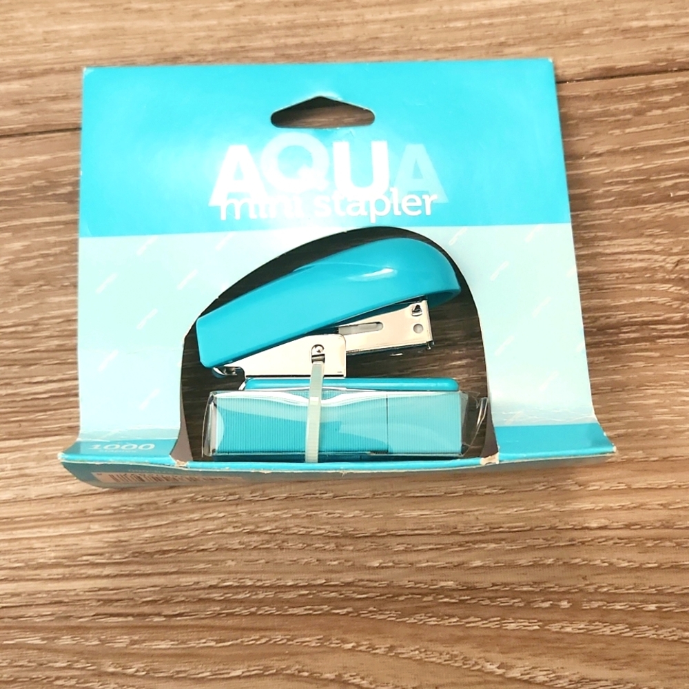 Aqua Mini Stapler | Portable Turquoise Office School Supplies 1000 Staples